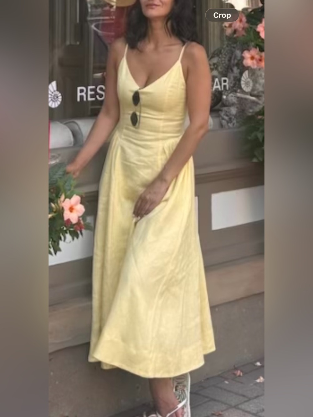 Aritzia Soft Yellow Spaghetti-Strap Midi Dress